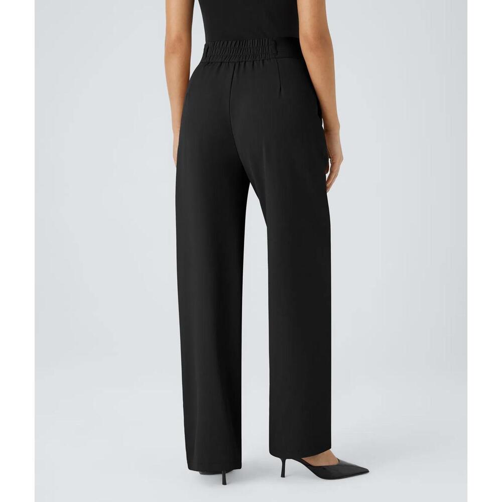 NWT Halara High Waisted Pocket Shirred Straight Leg Work Pant Black Size XL Tall - Picture 3 of 10